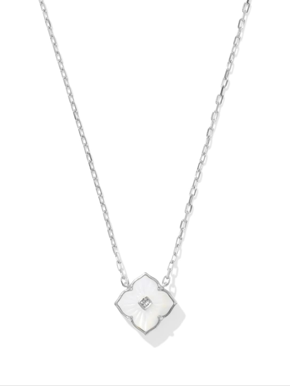 Kendra Scott Dira Sterling Silver Carved Stone Pendant Necklace (NWT)